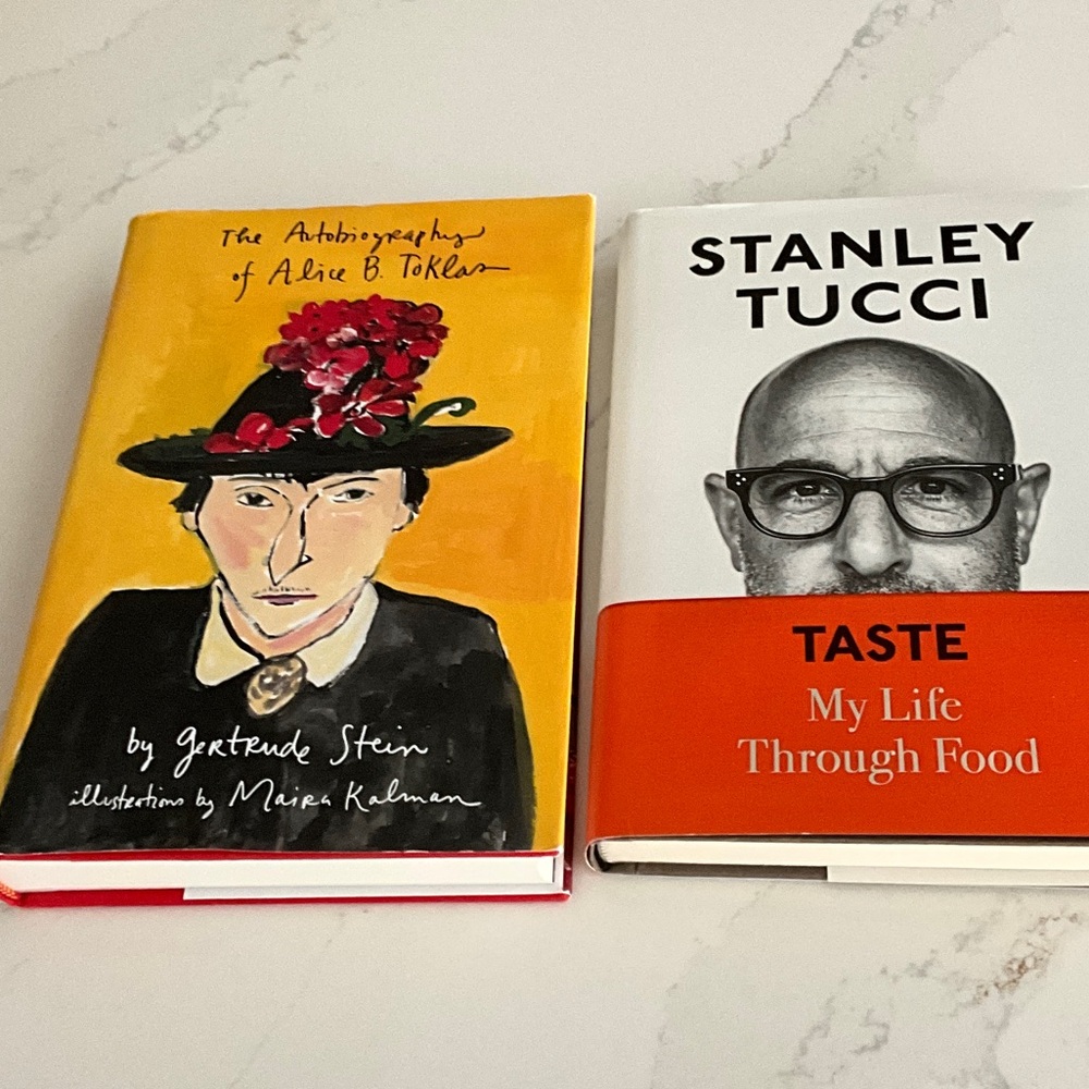 The Autobiography of Alice B. Toklas & Taste by Stanley Tucci, lot of two books